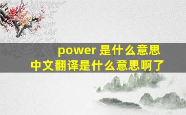 power 是什么意思中文翻译是什么意思啊了